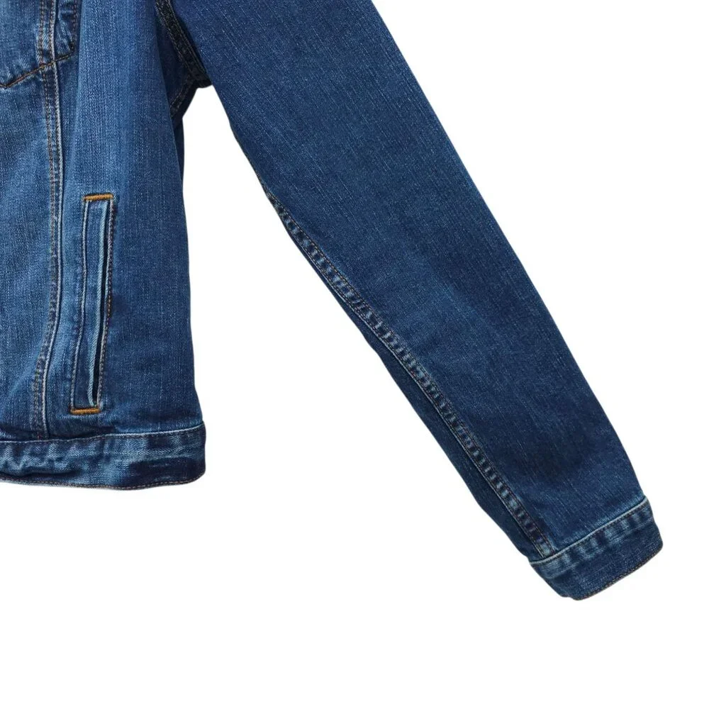 LOFT Denim Western Jacket Womens L Button Front Cropped Long Sleeve Pockets - Picture 11 of 16